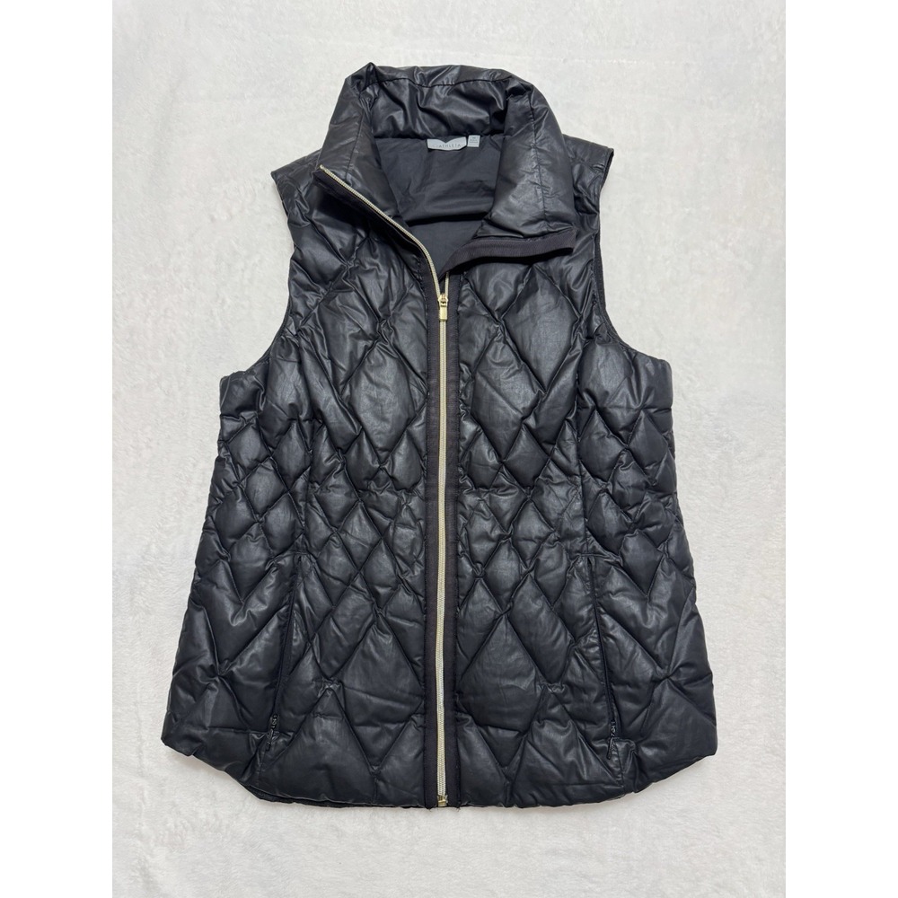 Athleta Womens Quilted Puffer Vest Full Zip Minimalist Black Size M